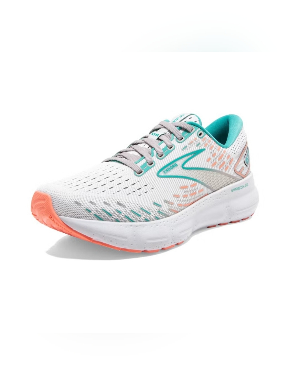 Brooks Glycerin 20 Women's Sz 10 Wide  Running Sneakers Oyster/Latigo Bay/Coral